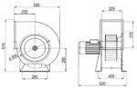 Ventilátor ADAMIK VAN 535 rozměry do boku